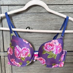 Floral Purple Bra with Pink Accents